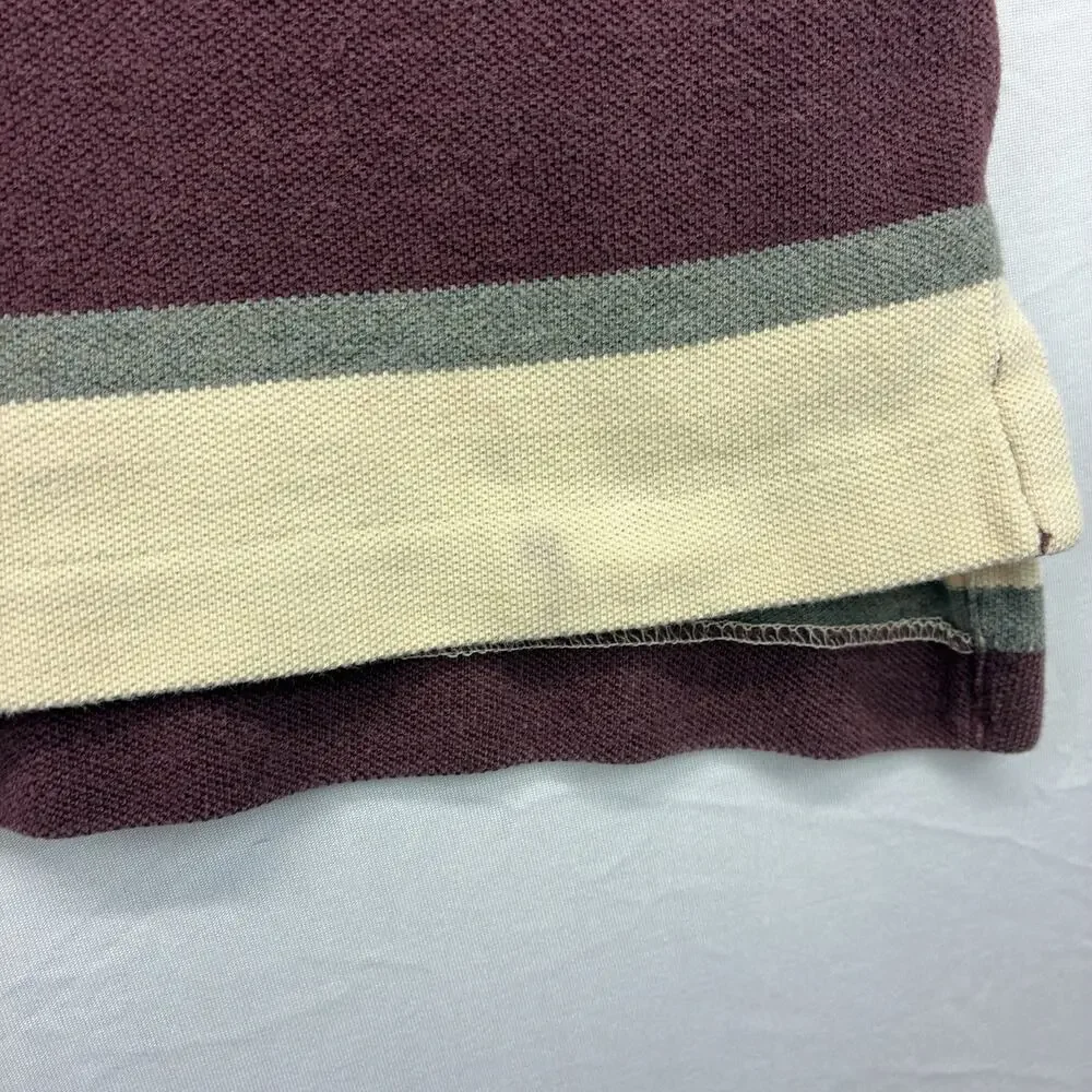 Vintage Polo Ralph Lauren Shirt Mens Large Burgundy Striped Cotton Pony 90s